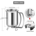 Stainless Steel Batter Dispenser 680ml Reusable Food Grade for Pancakes Waffles Cupcakes Easy Release Pourer Kitchen Tool
