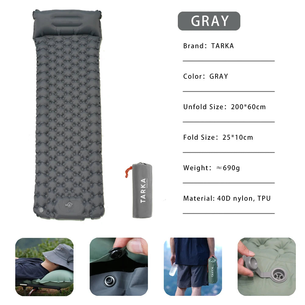 TARKA 2m Lengthen Inflatable Mattress Outdoor Camping Self-Inflating Mats Spliceable Hiking Fishing Sleeping Pad Air Chusion