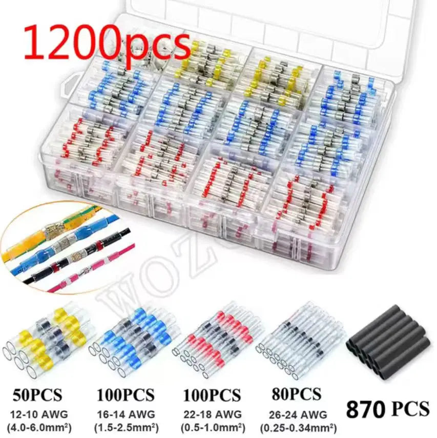 WOZOBUY Heat Shrinkable Wire Connectors  SST21 Waterproof Sleeve AWG22-18 Butt Electrical Splice Tinned Solder Seal Terminal