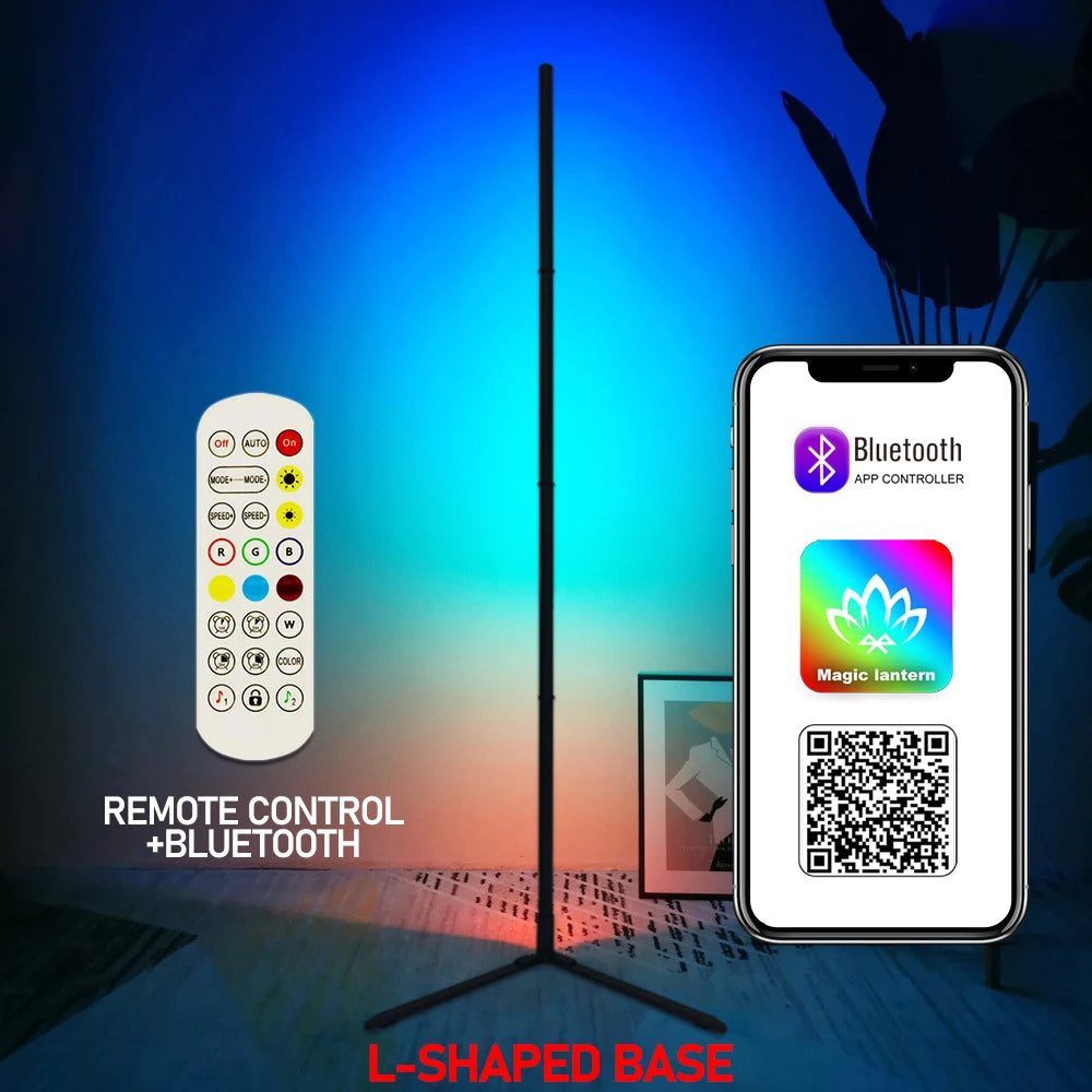 RGBIC Smart Floor Lamp 145cm/180cm LED Corner Mood Light, Tuya WiFi/Bluetooth, Remote