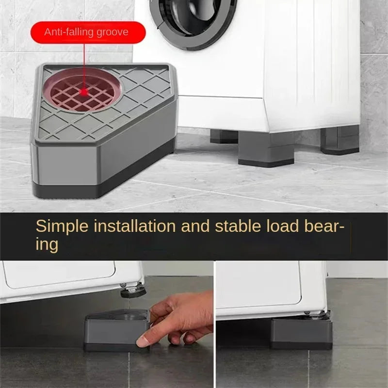 4pcs Washing Machine Anti Vibration Pads Adjustable Feet, Gray ABS+Rubber