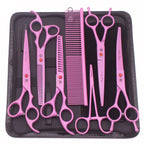Purple Dragon Dog Grooming Scissors Kit 7" 6.5" Stainless Pet Curved Scissors Thinning Scissors Straight Shears Chunker Z3002