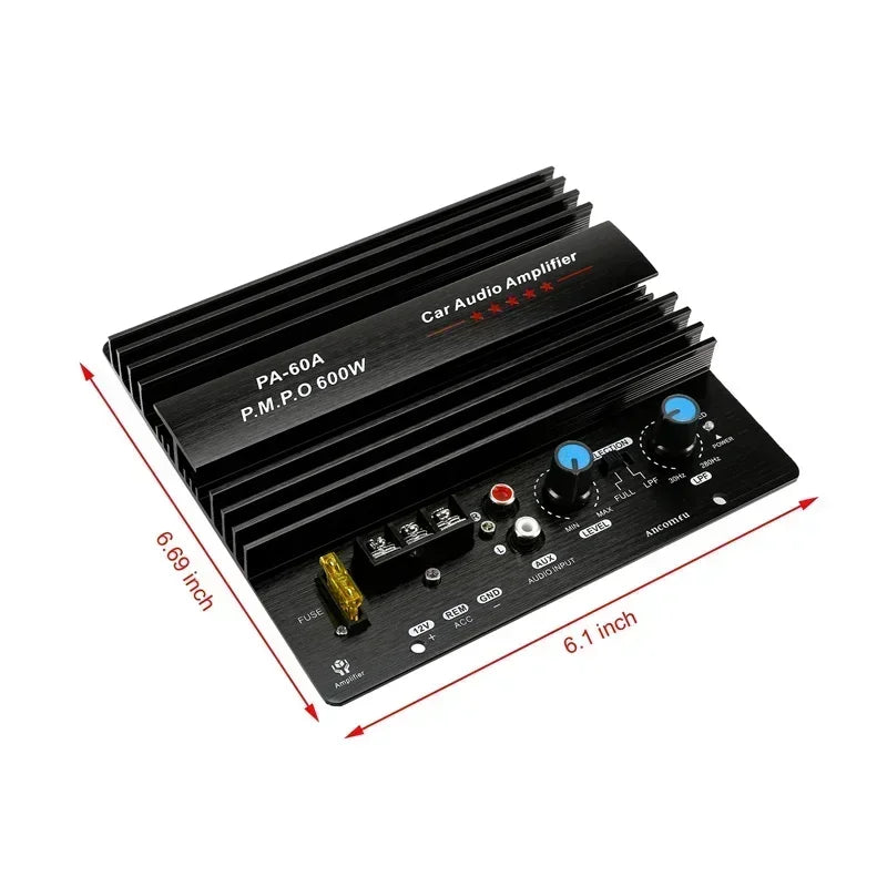 12V 600W Mono Car Audio Amplifier Powered Subwoofer Bass Amplifiers Board Player Automotive Amplifie r Module 3D Crystal Power