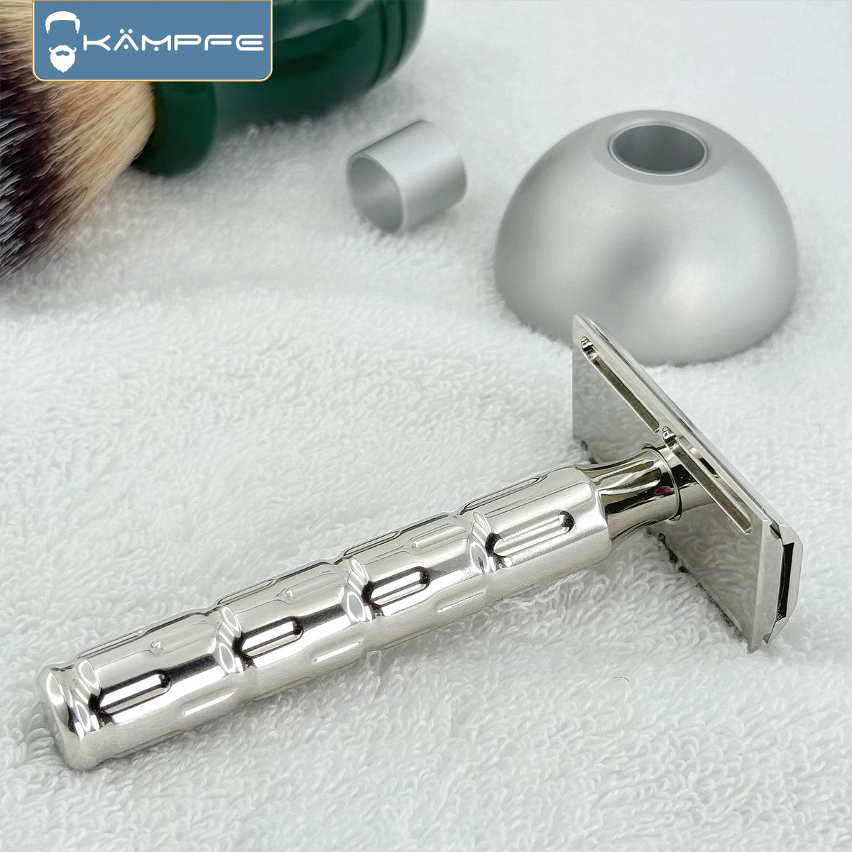 KAMPFE CNC Double Edge Manual Safety Beard Shaver for Men And Women Stainless Steel with 5 replacement blades