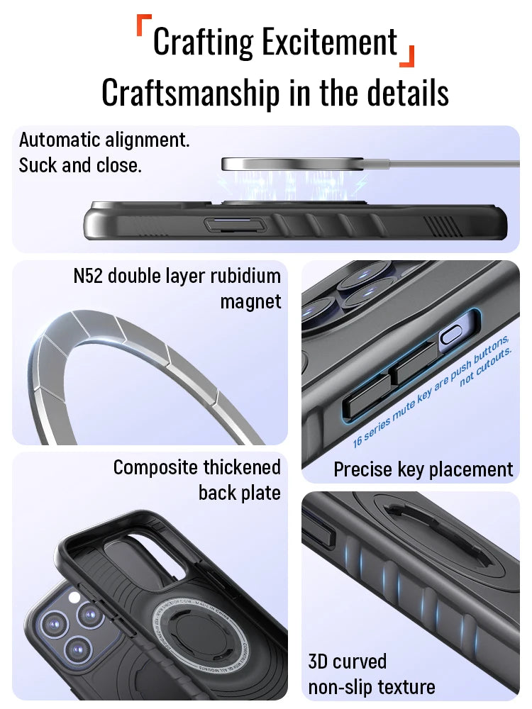 Magnetic Shockproof Case For iPhone 17 16 15 14 ProMax Charging Cover with Lock-in Design fit Quad-style Motocycle/Bike