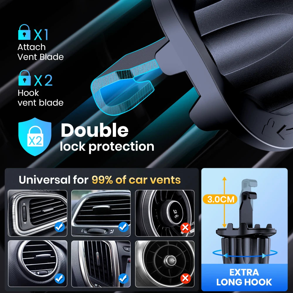 TOPK Upgraded Hook Clip Car Holder FOR Phone, Air Vent Universal Mount, Super Stable Fit for iPhone Truck Smartphones