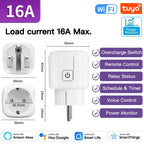 TNCE Tuya Wifi/Zigbee3.0 Smart Socket EU Plug 16/20A Power Monitor Remote Control Smart Life APP Remote Control Alexa