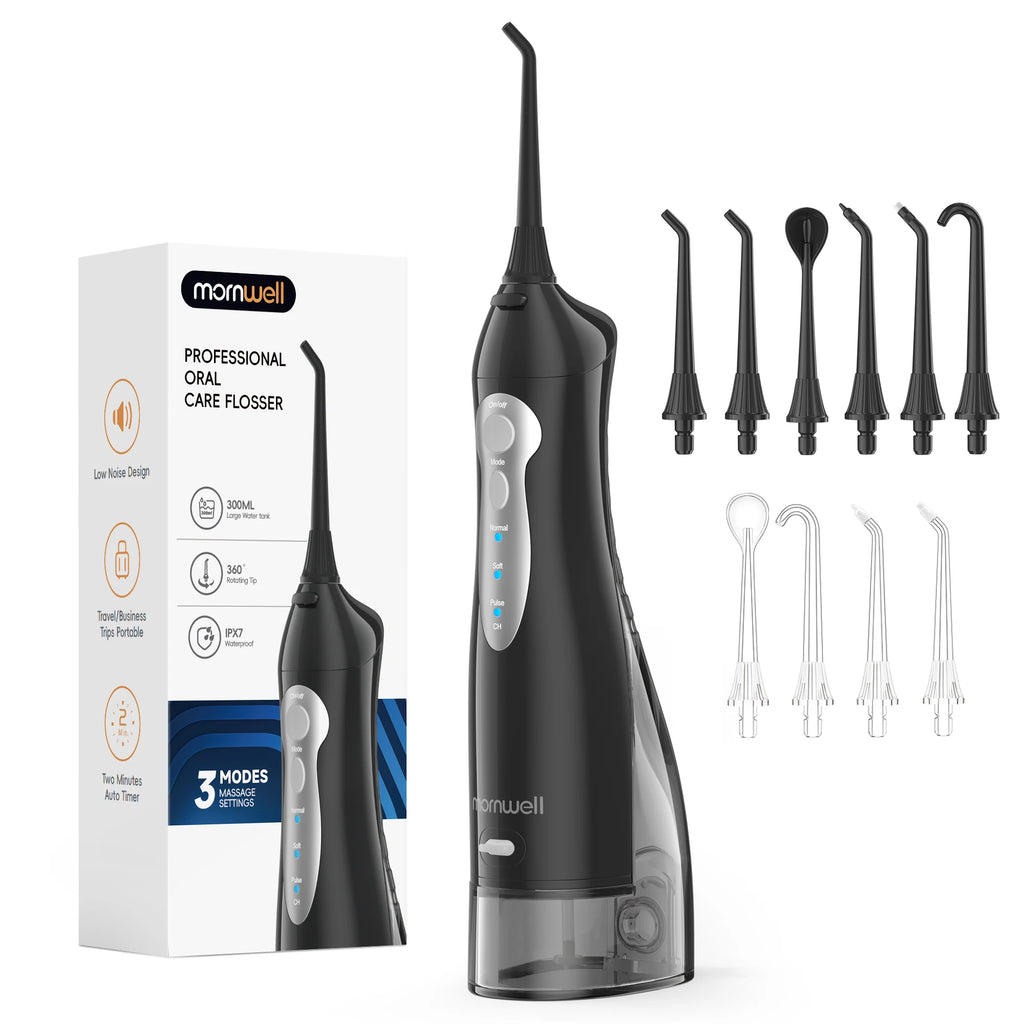 D52 Portable Cordless Water Flosser USB Rechargeable Water Jet Floss Tooth Pick 4 Jet Tip 300ml 3 Modes Teeth Clean for Travel