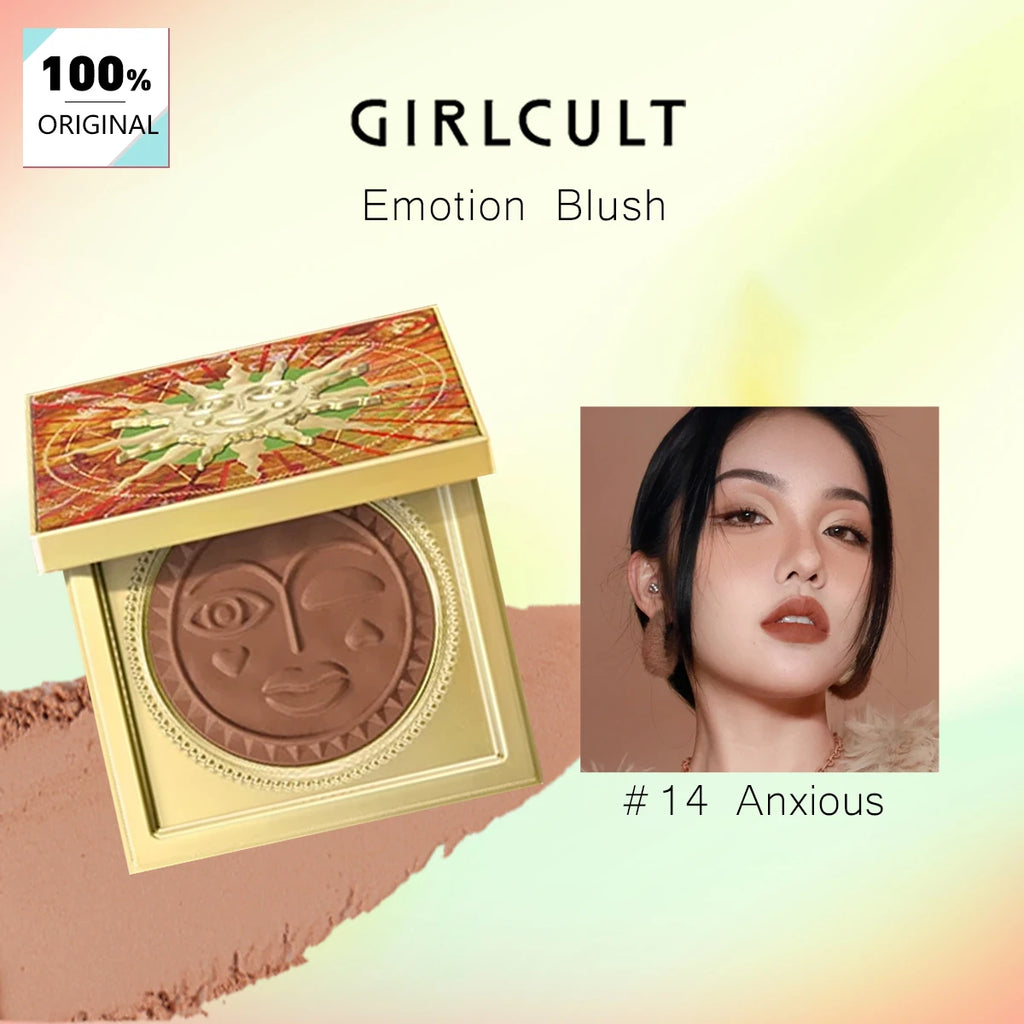 GIRLCULT Emotion Blush 14 Anxious,Smooth&Blendable,Natural&Sheer Finish,Brightens Complexion,Retro&Sweet Style,Easy Application