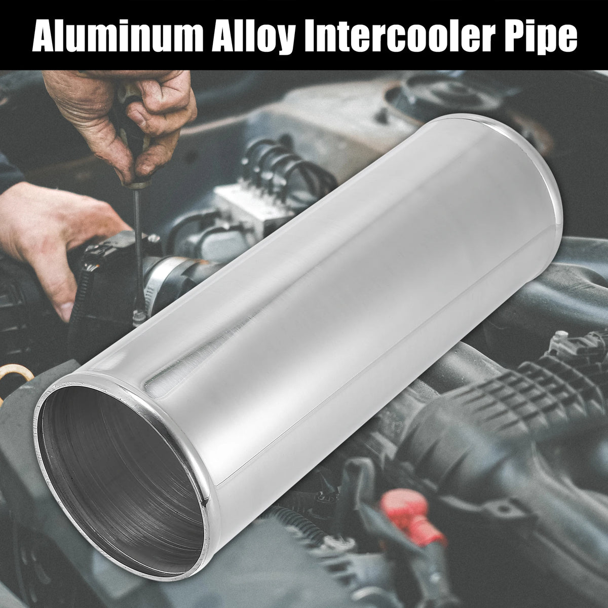 uxcell Aluminum Intercooler Pipe Straight Tube 300mm Length, OD 38mm (ID 33mm)