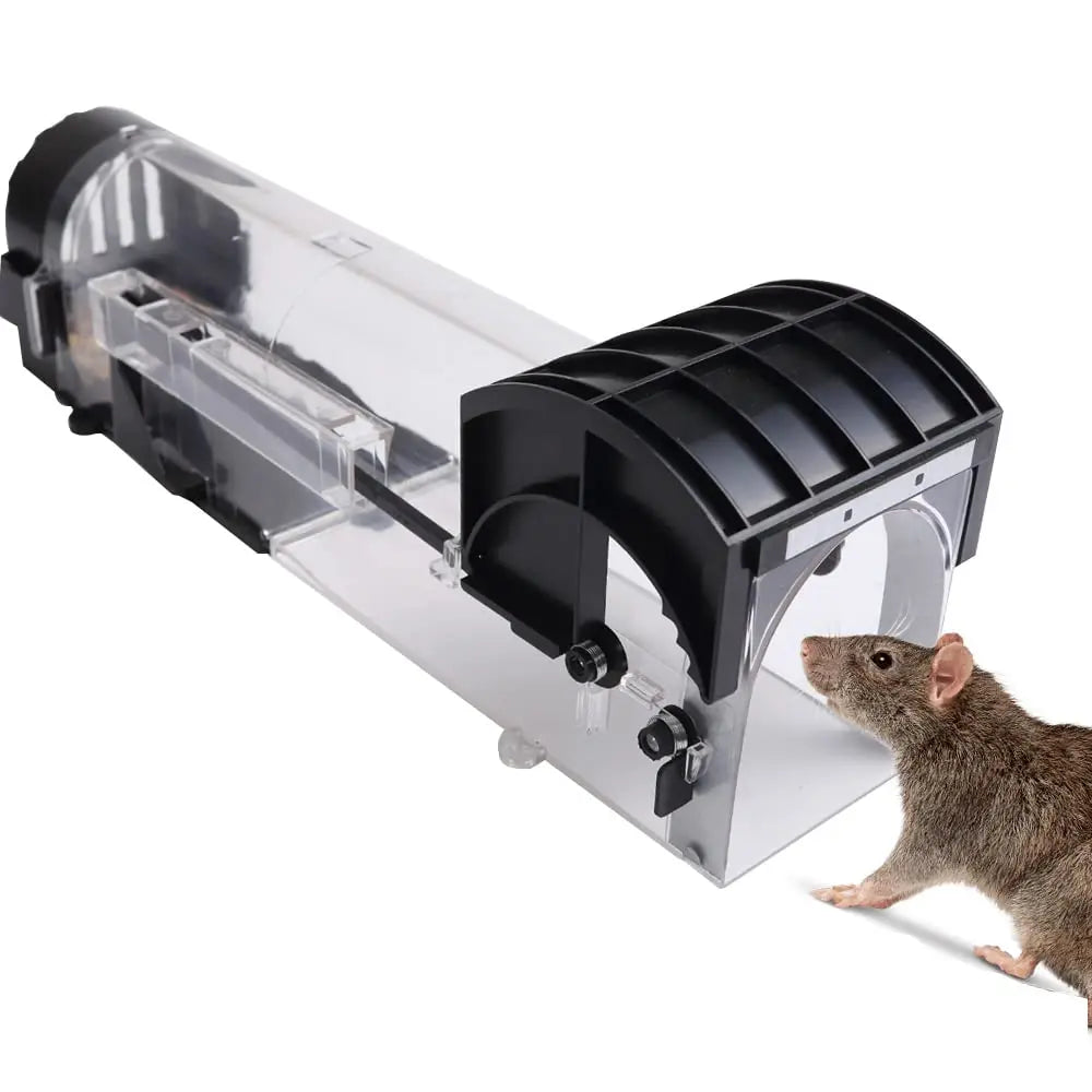 Reusable Plastic Mouse Trap Self-Locking Humane Rodent Catcher for Indoor/Outdoor Garden