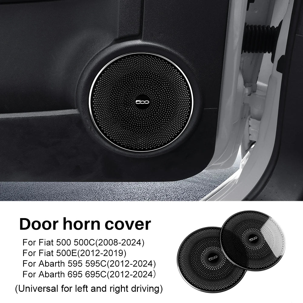 For Abarth 595 595C 695 695C 2012-2024 Fiat 500 500C 2008-2024 500E 2012-2019 Car Stainless Steel Door Horn Audio Speaker Trim