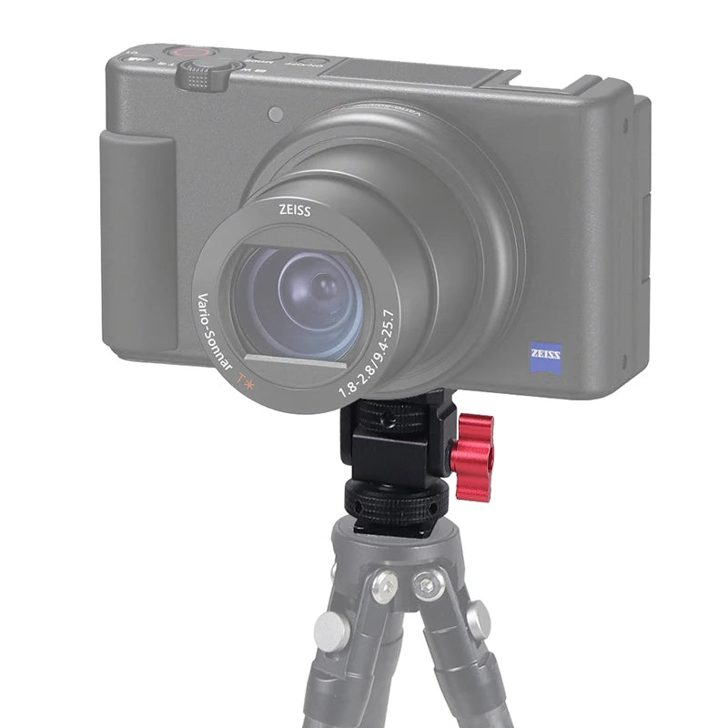 Mini Monitor Mount Holder Tripod Head with Cold Shoe Mount Adapter Swivel and Tilt Adjustable for Flash Microphone Fill Light