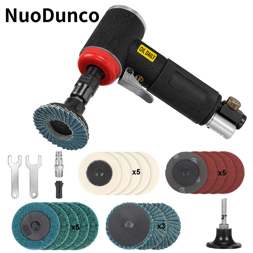 NuoDun Air Angle Die Grinder 90 Degree Mini Professional Engraving Machine Set 1/4 High Speed Pneumatic Grinder Polishing Tool