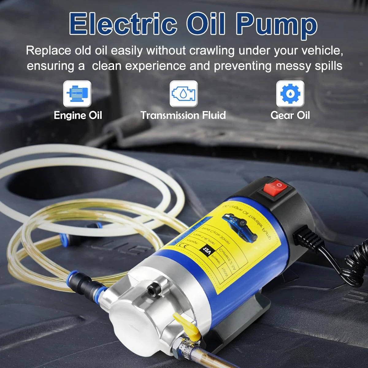 Portable Oil Transfer Pump 1-4L/min 12V Extractor Fluid Suction Electric Change Fuel Pump Siphon Tool for Car Motorcycles Boats