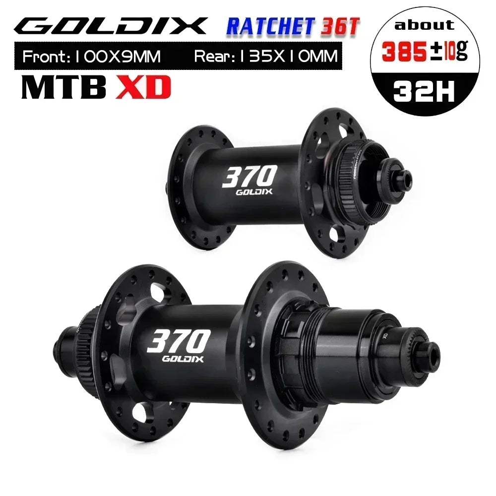 GOLDIX 370 32H Bicycle Hub Sealed Bearing Center Lock Disc Brake J-Bend 32 Holes Ratchet 36T BOOST MTB Hub XD / HG / MS
