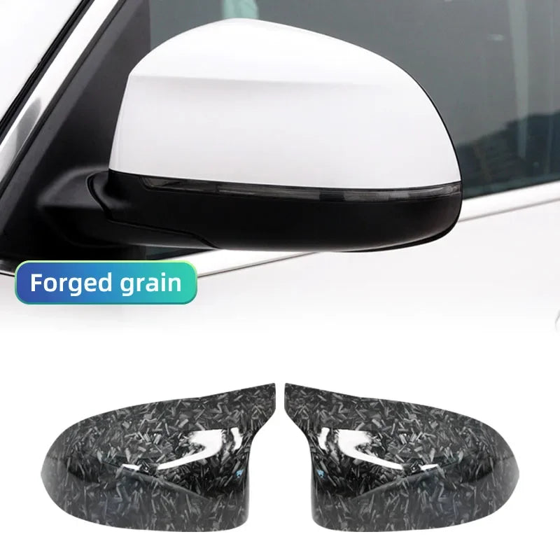 BMW X3 X4 X5 X6 Side Mirror Cover Caps Bright Black Carbon Fiber Style 2014-2018