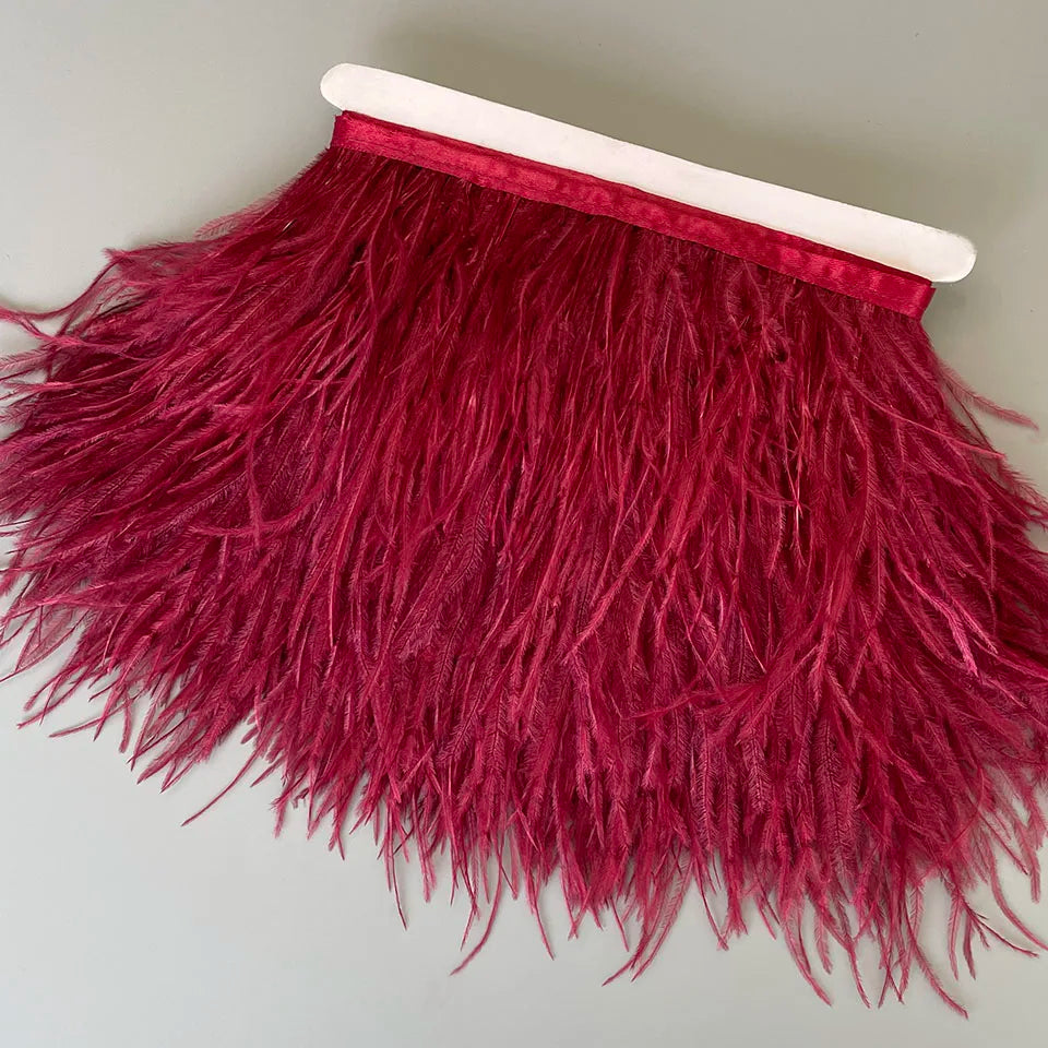 Ostrich Feathers Trim 13-18CM 5-7inch Feather Plumes Ribbon Selvage For DIY Wedding Dress Decoration Crafts Accessories