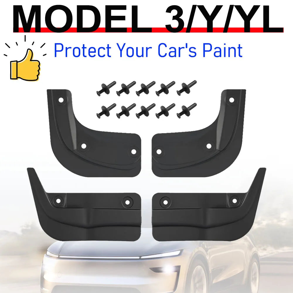 Mud Flaps for Tesla Model 3 Y 2026-2024 Mudguard Official Design Front Rear Wheel Fender Splash Guards Model3 ModelY Accessories