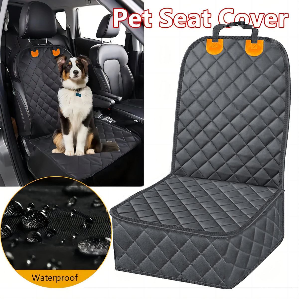 Dog Front Seat Cover for Cars, 100% Waterproof Nonslip Pet Car Seat Protector, Quilted & Durable Padded Dog Seat Covers for Cars