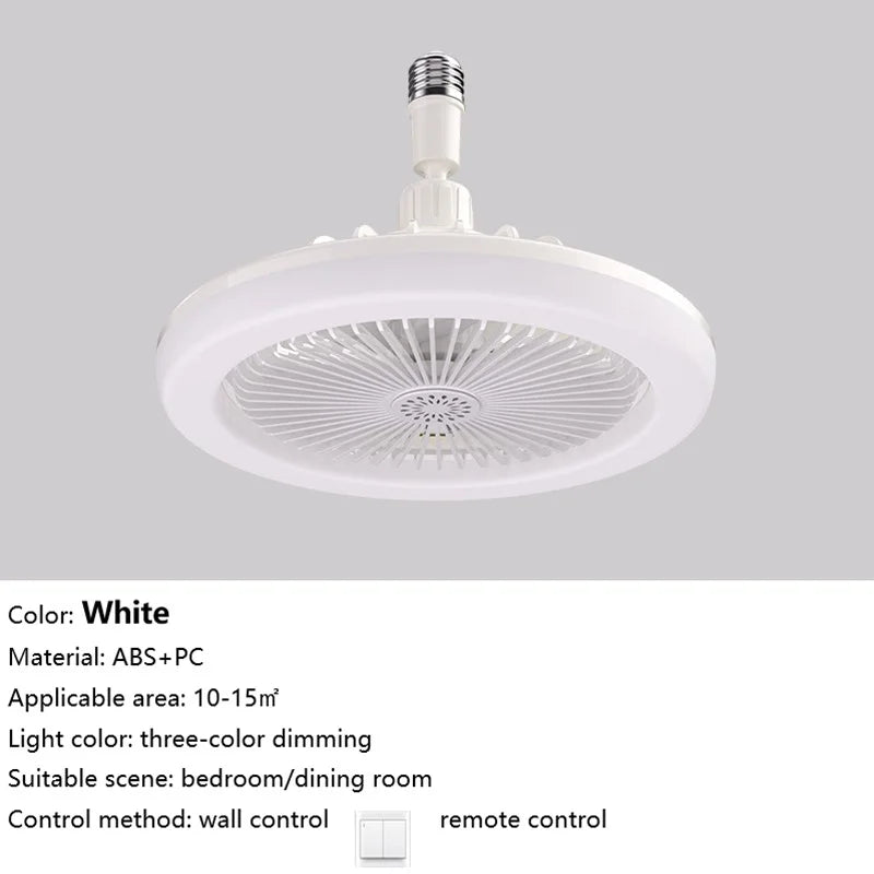 IRALAN Socket Ceiling Fan With Light E27 3 Fan Speeds Dimmable 3 Light Colors Easy To install For Bedroom Kitchen And Balcony