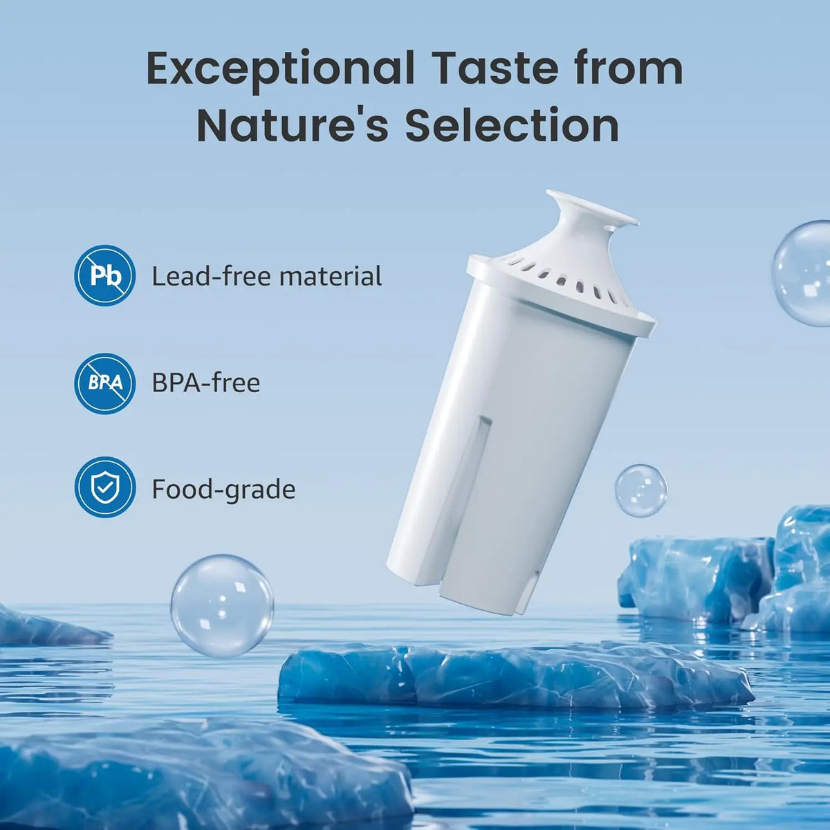 Water pitcher replacement filter cartridge for Brita Classic OB03/Mavea 107007, 1pc