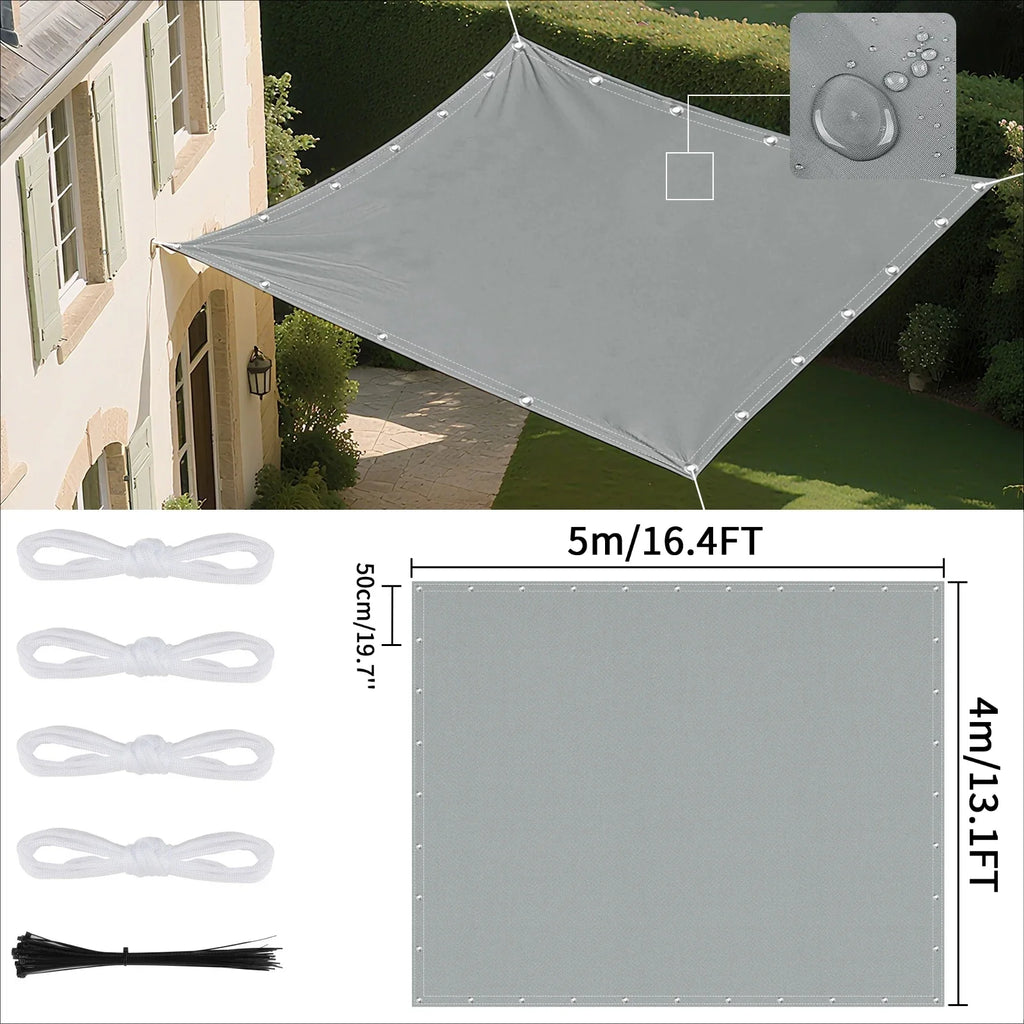 Waterproof UV Protection Canopy Outdoor Sun Shade Sail with Grommets 2/3/4/5M for Outdoor Garden Pool Patio Sunshade Cloth Tent