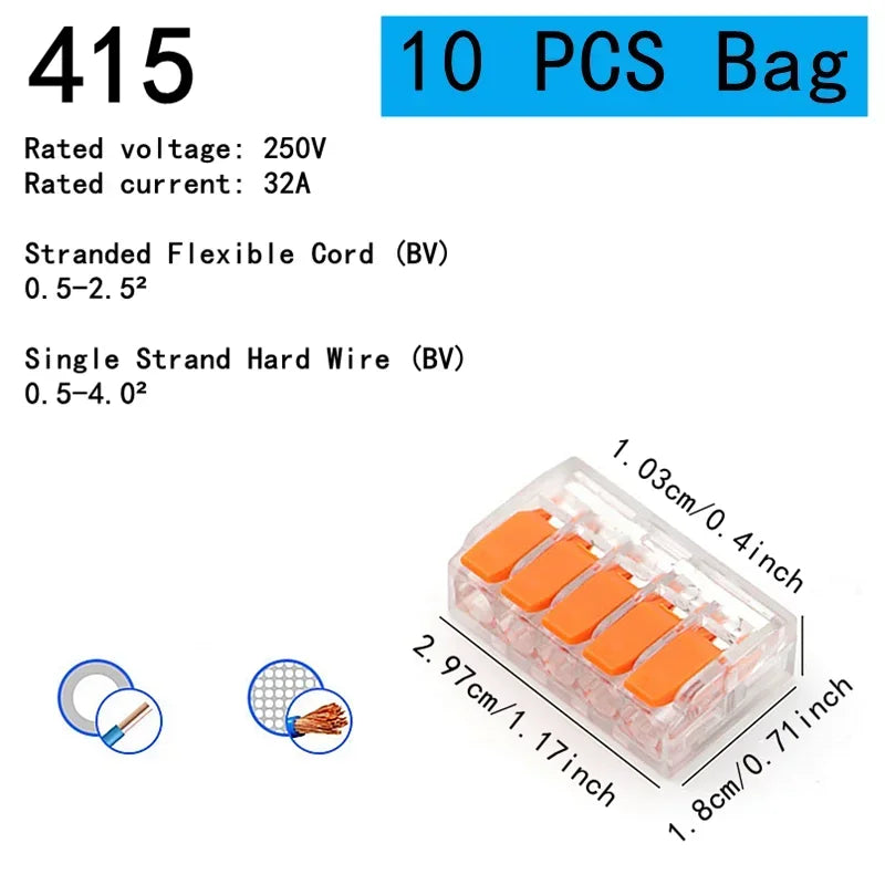 Quick connector, DIY wire connector (28-12 AWG), 2/3/4/5 ports, plug-in electrical connection terminal, mini cable terminal