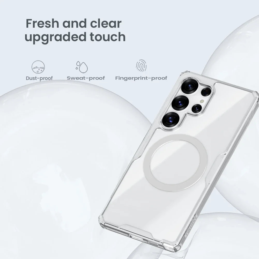Nillkin For Samsung Galaxy 26 Ultra S26+ S26 Plus S25 Ultra S24 Ultra Nature Pro Magnetic Transparent TPU Frame Cover Phone Case