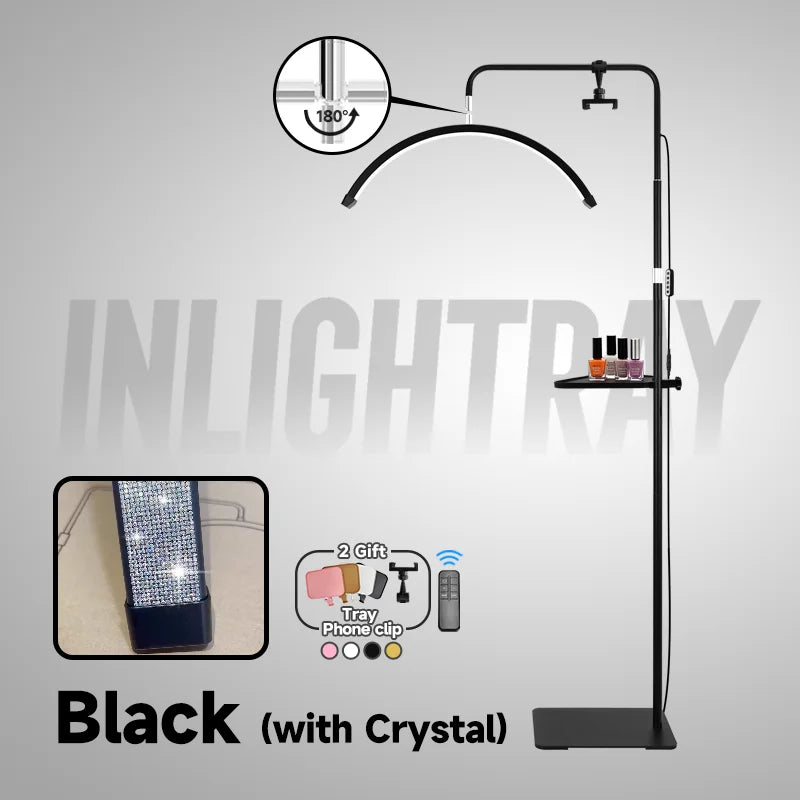 Free LOGO Rotatable Lashes Lamps Half Moon Light Led Moon Lamp Photography Fill Light for Lashes Extension Beauty Floor Lamps