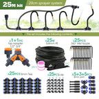 Black 8mm PE Hose 20cm Flexible Nozzle Misting Watering System 45/60/80/100W Self-priming Pump Adjustable Sprayer Kit for Garden