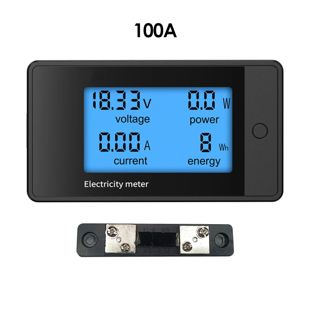 20A/50A/100A/200A Digital Meter DC8-100V Voltmeter Ammeter LCD 4-in-1 DC Voltage Current Power Energy Detector Amperimetro Shunt