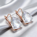 Wbmqda 22*17mm Shiny White Big Stone Drop Earrings For Women 585 Rose Gold Color Luxury Wedding Jewelry Accessories