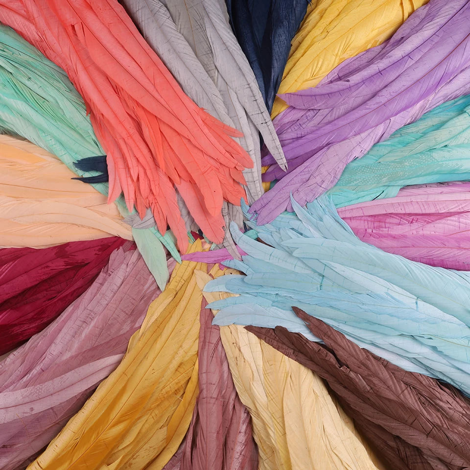 50Pcs 35-40cm Rooster Tail Feathers for Crafts Carnival Accessories Natural Long Plumes Chicken Decoration Feather Headdress