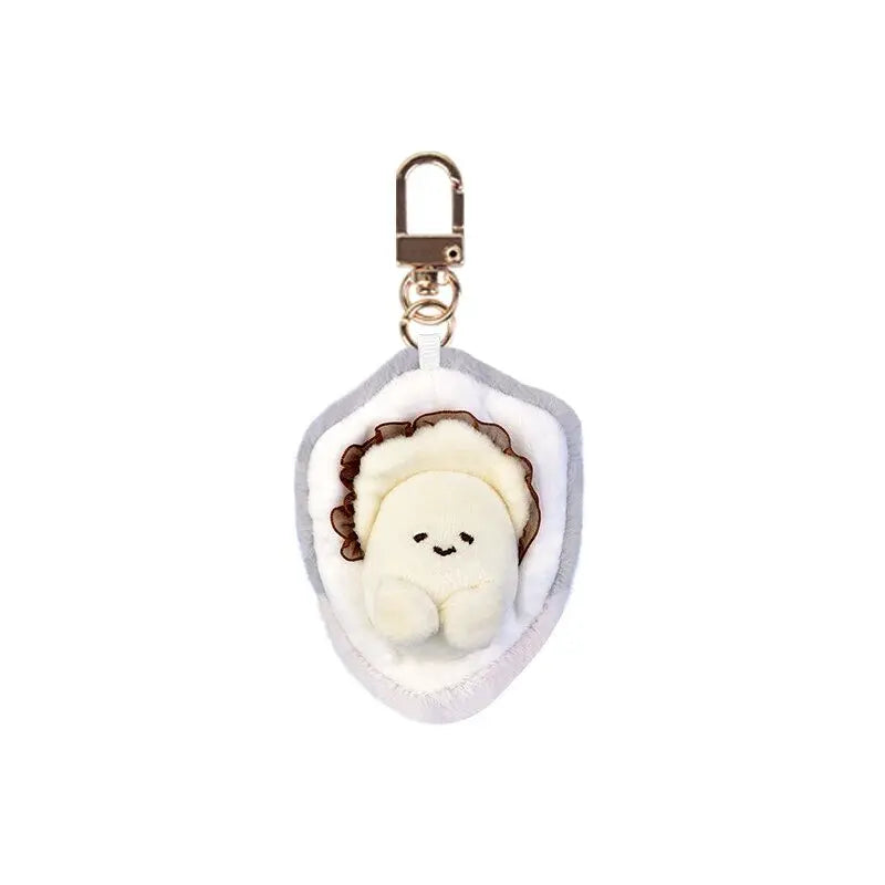Soft seafood Keychain Lobster Simulation Fluffy abalone lobster clam oyster Keyring Kawaii Cartoon Plush Pendant Birthday Gift