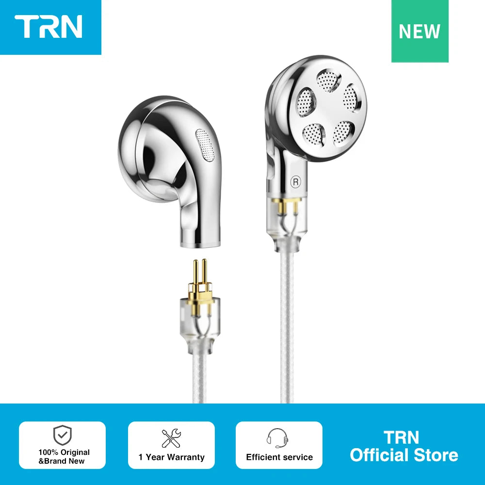 TRN Seahorse Pro flat-head earbuds 14.2mm dynamic driver metal earphones 3.5mm/4.4mm