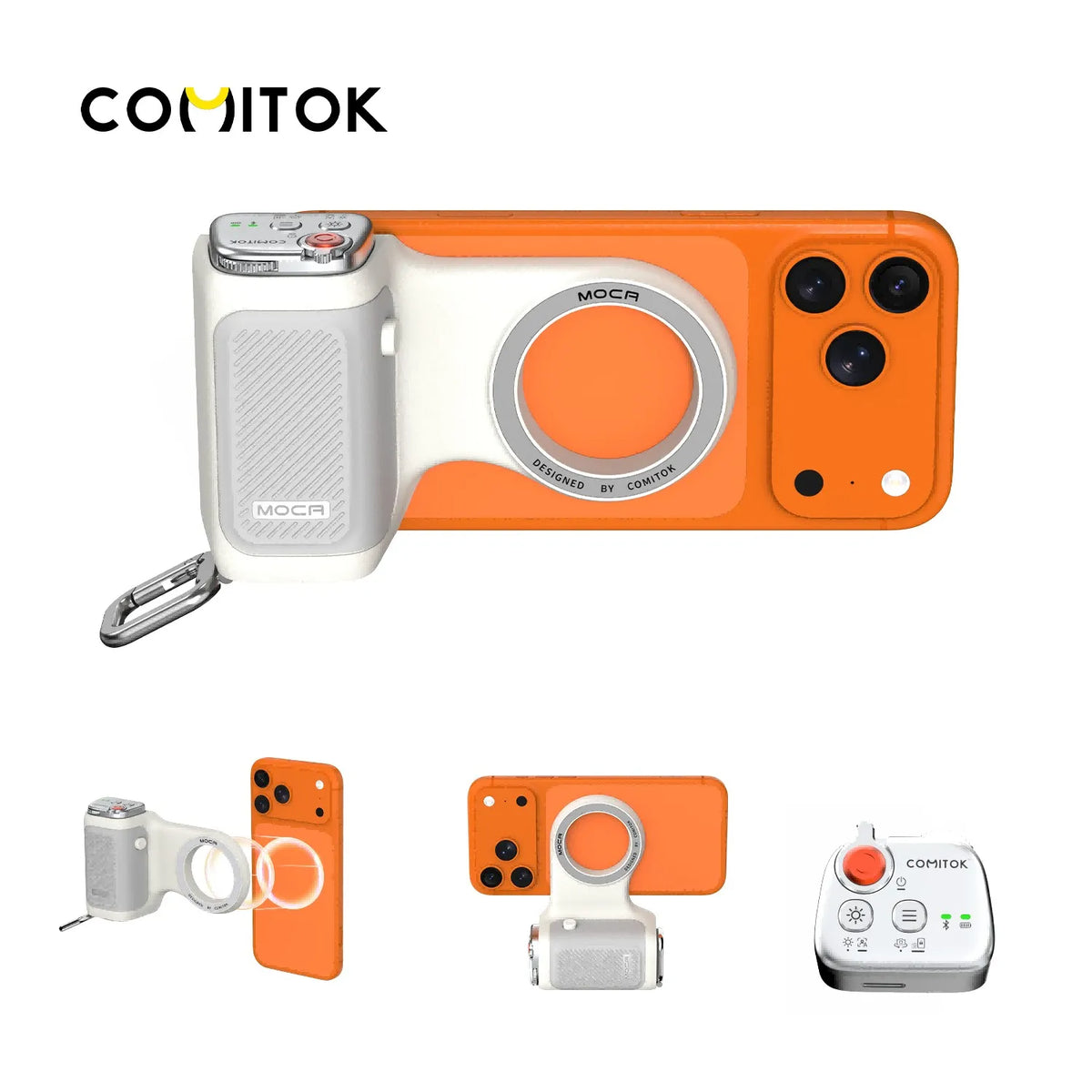 COMITOK Magnetic Phone Camera Hand Grip with Remote Control Shooting Handle Stabilizer Holder for iPhone Photography Accessories