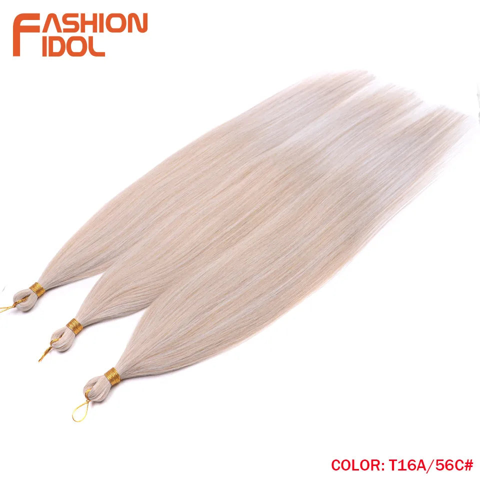Straight crochet braids hair extensions 3pcs 28in synthetic pony hair bundles ombre silver grey
