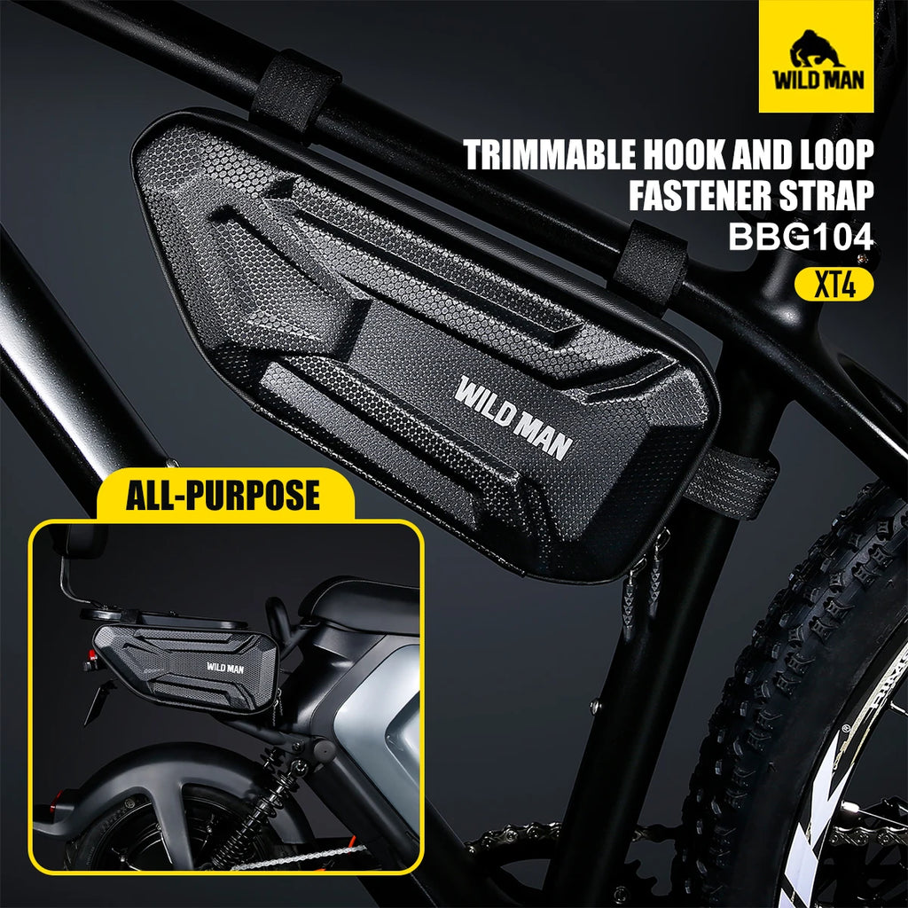 WILD MAN XT4 Road Mountain Bicycle Bag EVA Hard Shell Waterproof Triangle Bag Electric Motorcycle Side Bag Rear Rack Bicycle Bag