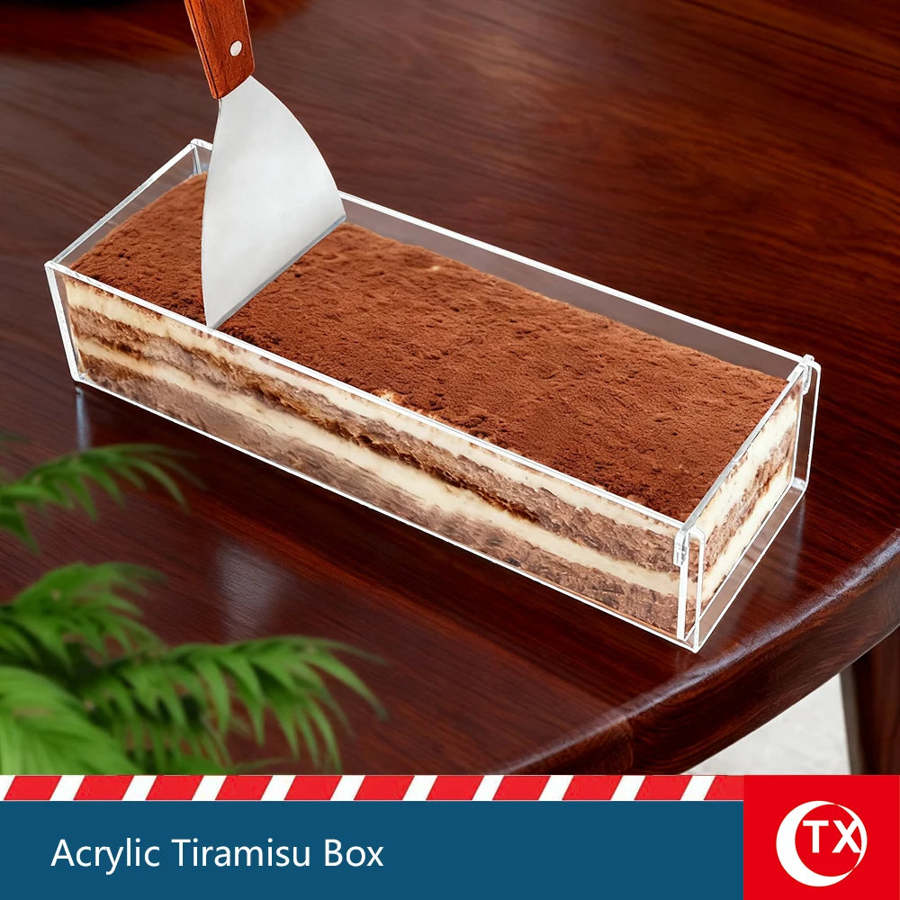 Acrylic Tiramisu Box – Transparent Dessert Mold for Cake, Pastry & Mousse | Food-Grade Reusable Baking Container