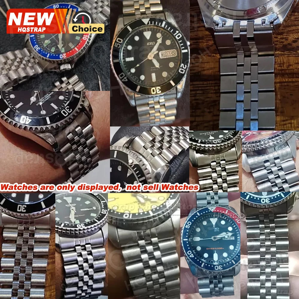 For Seiko Watch Band 22mm 20mm 18mm Strap for Jubilee Replacement Bracelet Curved End Stainless Steel Watchband Accessories