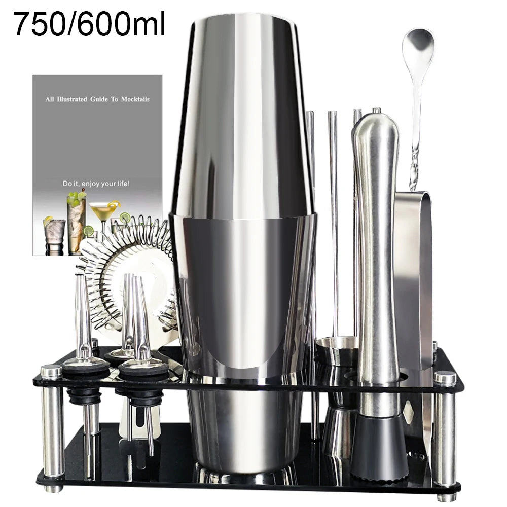 Craft Bar-Quality Cocktails: Premium Boston Shaker Set with Stand