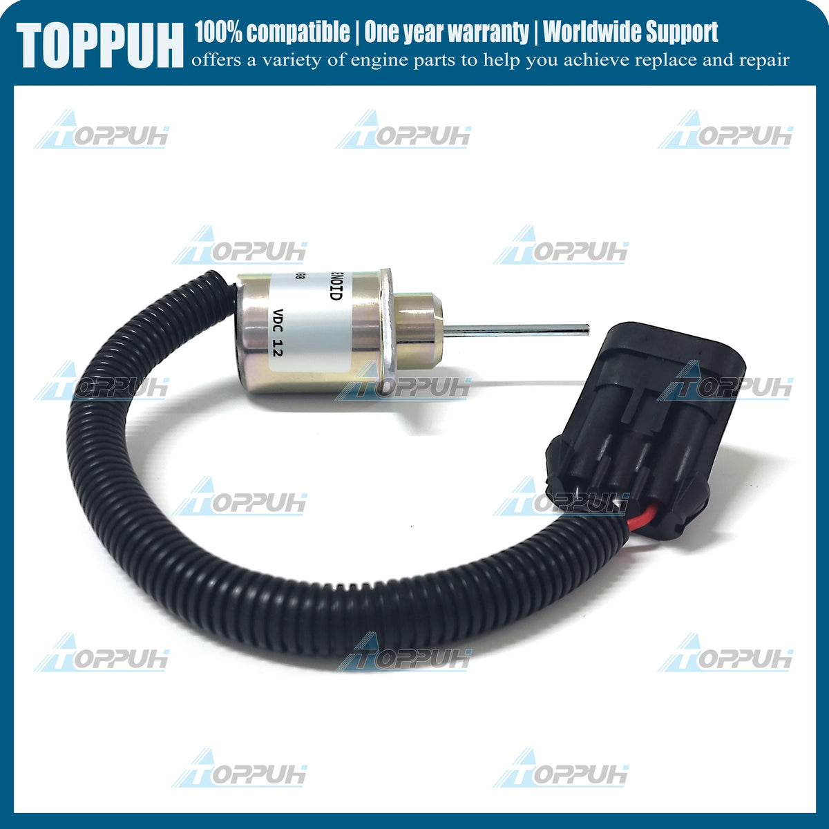 Fuel Shut Off Solenoid 12V for Bobcat 6691498 S130 S150 S160 S175 S185 S205 S450 Silver