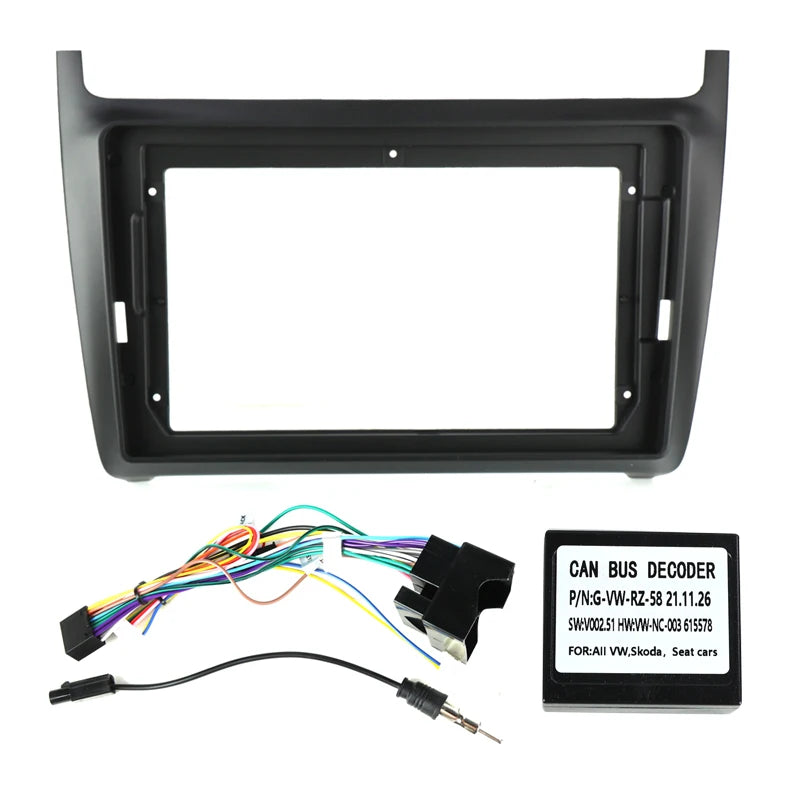 9 inch Car Radio Frame For VW Volkswagen Polo 5 Golf Passat GPS Dash Mount Kit Install Panel Adapter Cover Fascia Cable Canbus