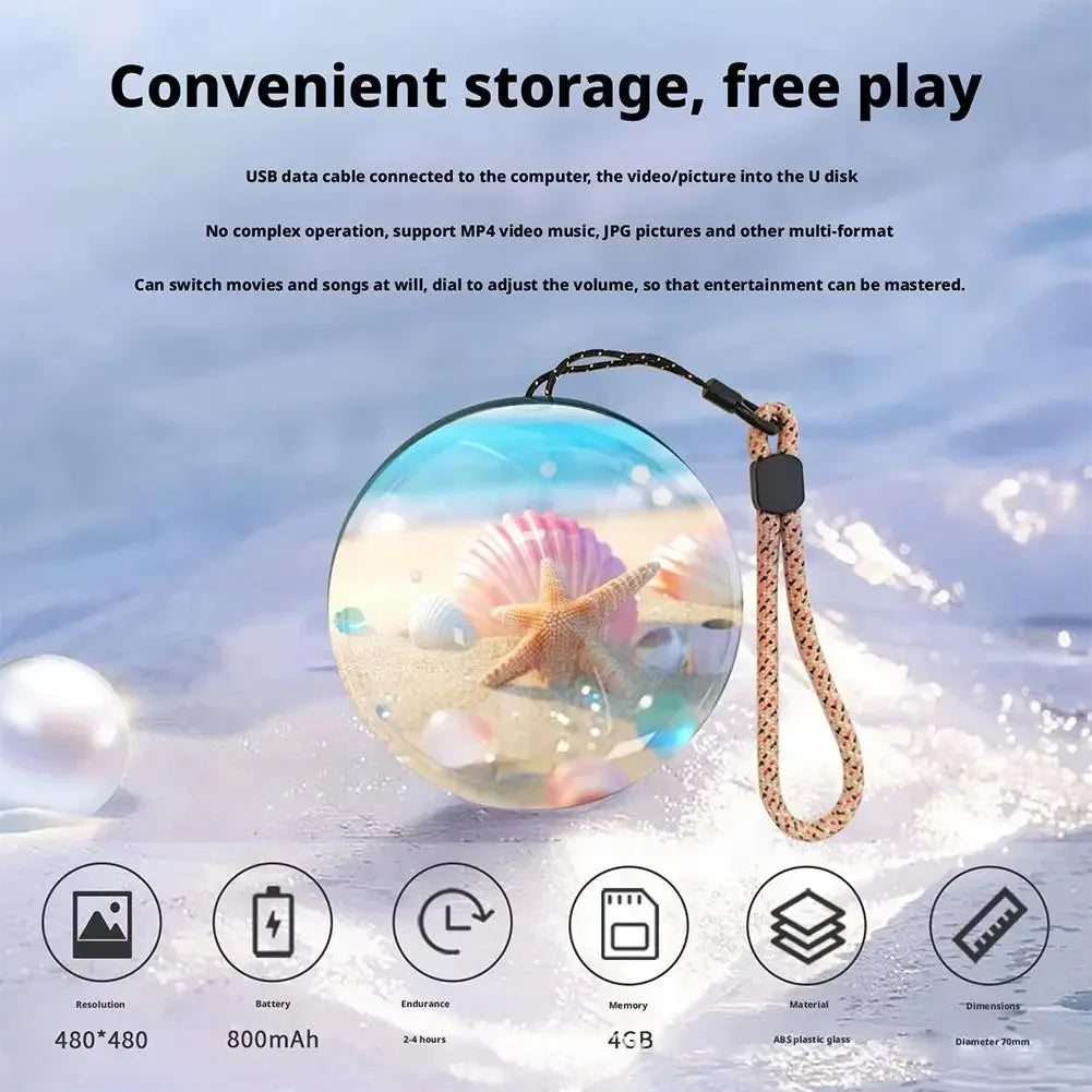 Video Crystal Ball Memory Art Glass Ball Lamp Spherical Pixel Display 2.7 inchs Screen 4GB Videos Player for Wedding/Anniversary