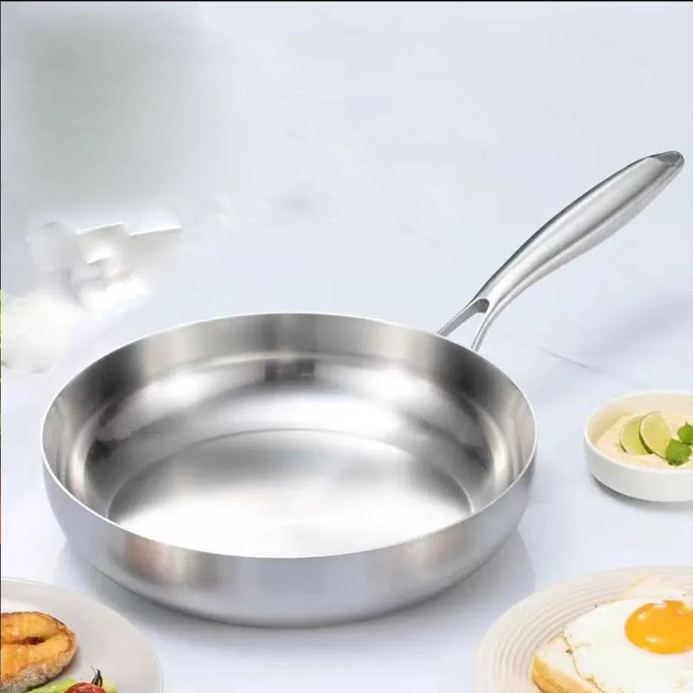 316 Stainless Steel Frying Pan Wok NonStick Pan Fried Steak Pot Uncoated Kitchen Cookware For Gas Stove and Induction Cooker Wok