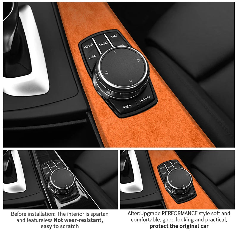 BMW 3 Series F30/F31/F34/F35/3GT Alcantara multimedia switch knob trim frame, LHD