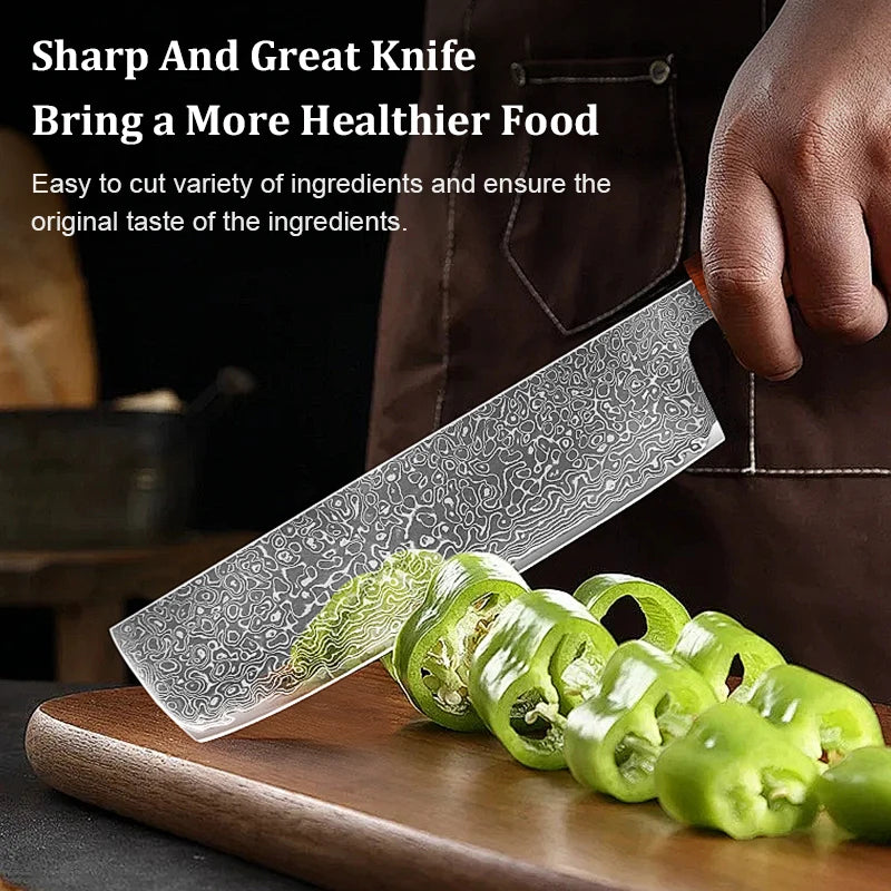 1-7PCS 67 Layer Damascus Steel knife 8 inch chef knife Japanese  Cut Meat Kitchen Knife Super sharp kitchen Nakiri Knife