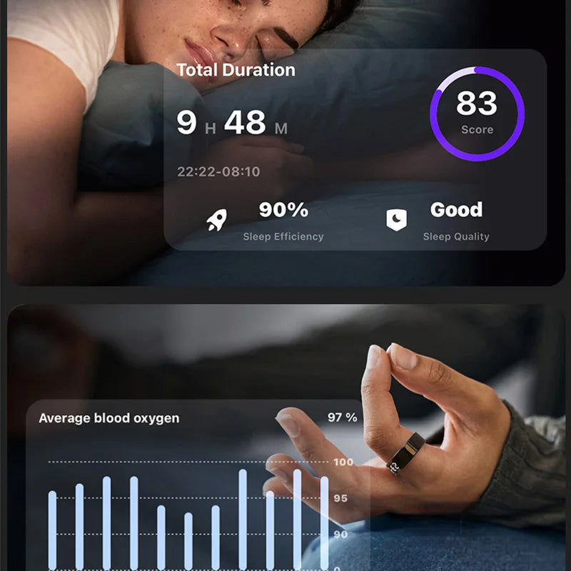 R11C Display Screen Smartring Men Women Gesture Swipe Video Waterproof Smart Ring Charging Case Health Monitor For Android IOS