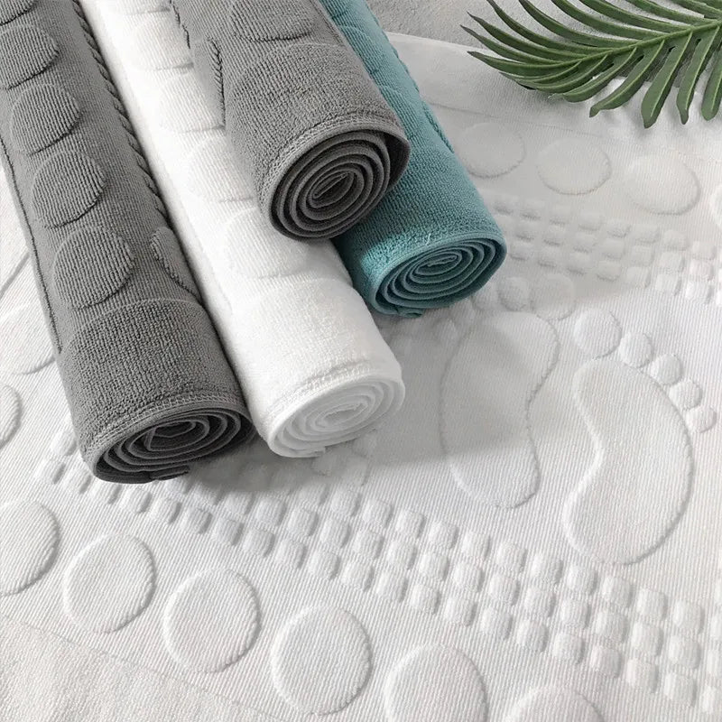 Cotton Bath Mat Anti-Slip 50x80cm 1pc, White or Blue, 350-380g